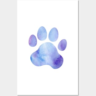 Blue and Purple Paw Print Posters and Art